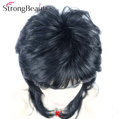 Perruque synthétique ondulée mi-longue pour femmes, cheveux naturels, sans capuchon