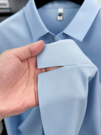 2025 Chemise polo gaufrée sportive pour hommes |   Tailles supérieures de Tennis de Golf évacuant l'humidité S-5XL, boutons-pression, antibactérien 7A de haute qualité