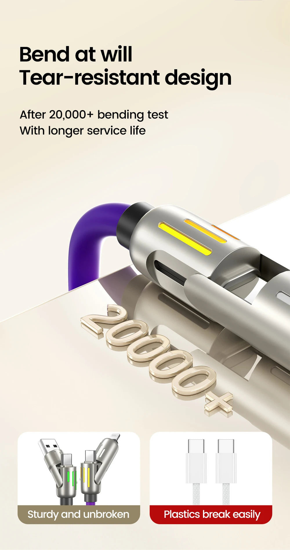 Câble de charge rapide USB vers Type C 4 en 1, 240W, PD3.0, transfert de données haute vitesse, pour iPhone 1514, Samsung, Xiaomi, HUAWEI