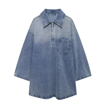 Jupe en jean zippée à col polo, nouveau style, robe décontractée adt fit, vente en gros transfrontalière, tendance européenne et américaine