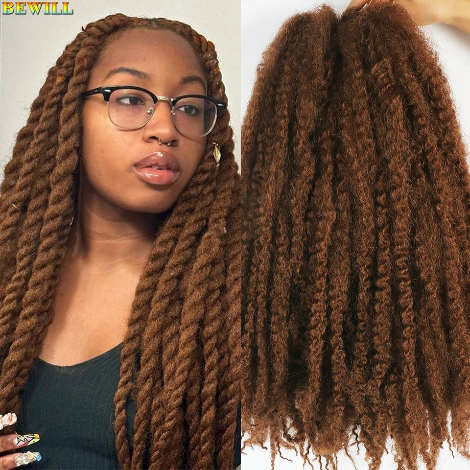 1 - 6 paquets de cheveux en crochet de twists Marley de 18 pouces, de noir et brun à blond, cheveux de tresse ombré Afro Marley synthétique, pour les tresses de mèches fausses