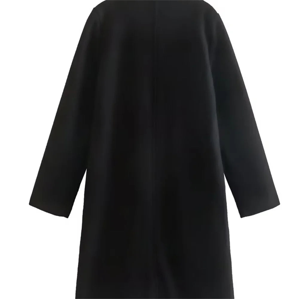 UNIZERA2023-Manteau mi-long pour femme, col trempé, col rabattable, manteau Open Smile, polyvalent, nouveau, automne et hiver