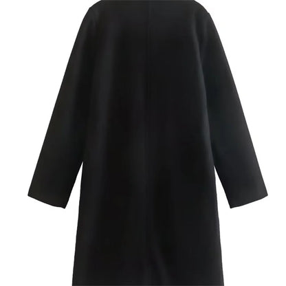 UNIZERA2023-Manteau mi-long pour femme, col trempé, col rabattable, manteau Open Smile, polyvalent, nouveau, automne et hiver