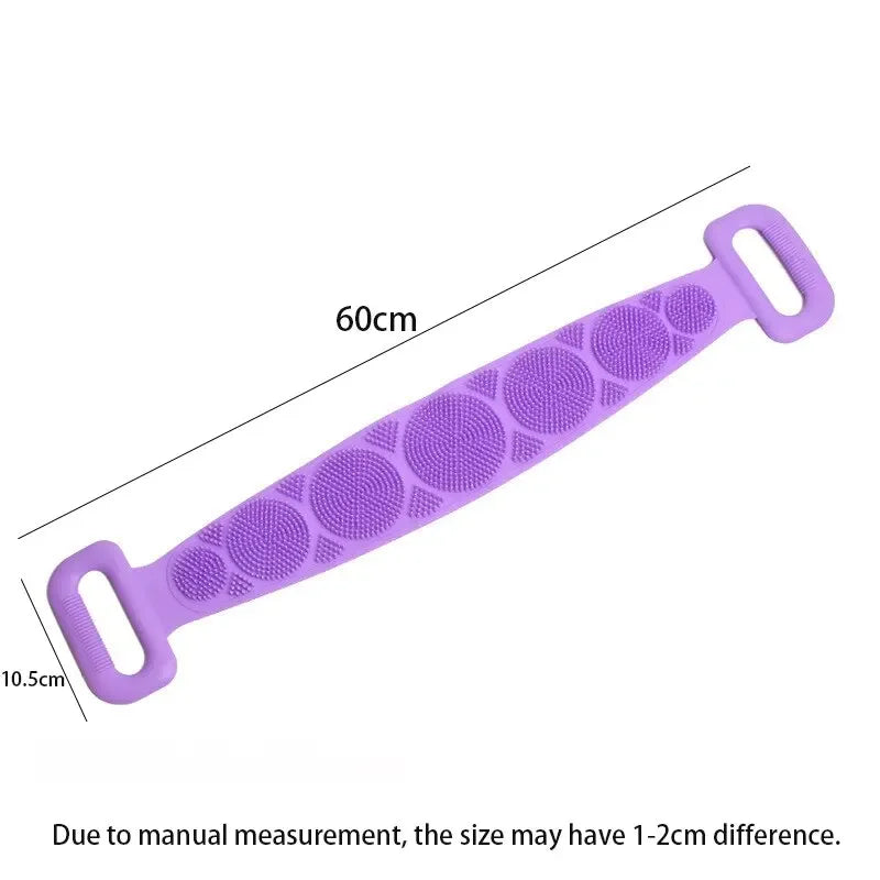 Éponge corporelle en Silicone, brosses, serviettes de bain, épurateur, frottement du dos, Peeling, Massage, ceinture de douche, brosses de nettoyage de la peau étendues