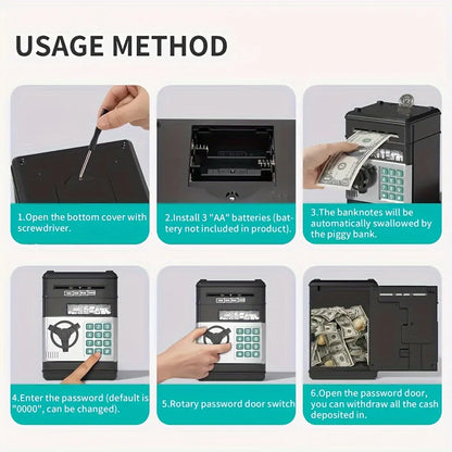 Tirelire créative automatique, Mini coffre-fort pour pièces de monnaie, économie d'argent, mot de passe, compteur de Code, serrure à clé, banque de monnaie, ATM, cadeau pour enfant