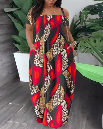 BERAKAH SUPRÊME -6 Robe longue en Polyester imprimé pour femmes africaines, Sexy, mode, manches courtes, Maxi, été, 2023