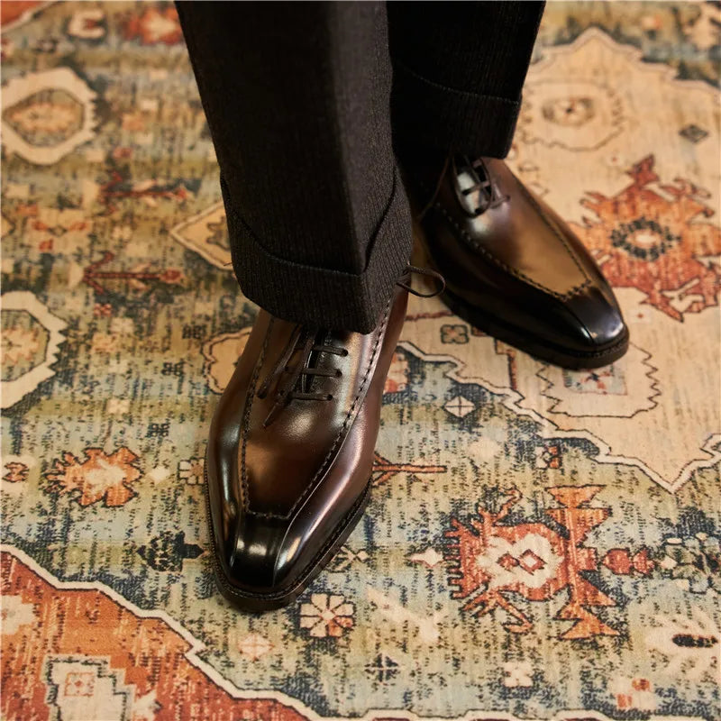 Chaussures Oxfords rétro en cuir véritable pour hommes, chaussures de luxe faites à la main, style britannique, mode confortable, noir, fête de mariage, qualité