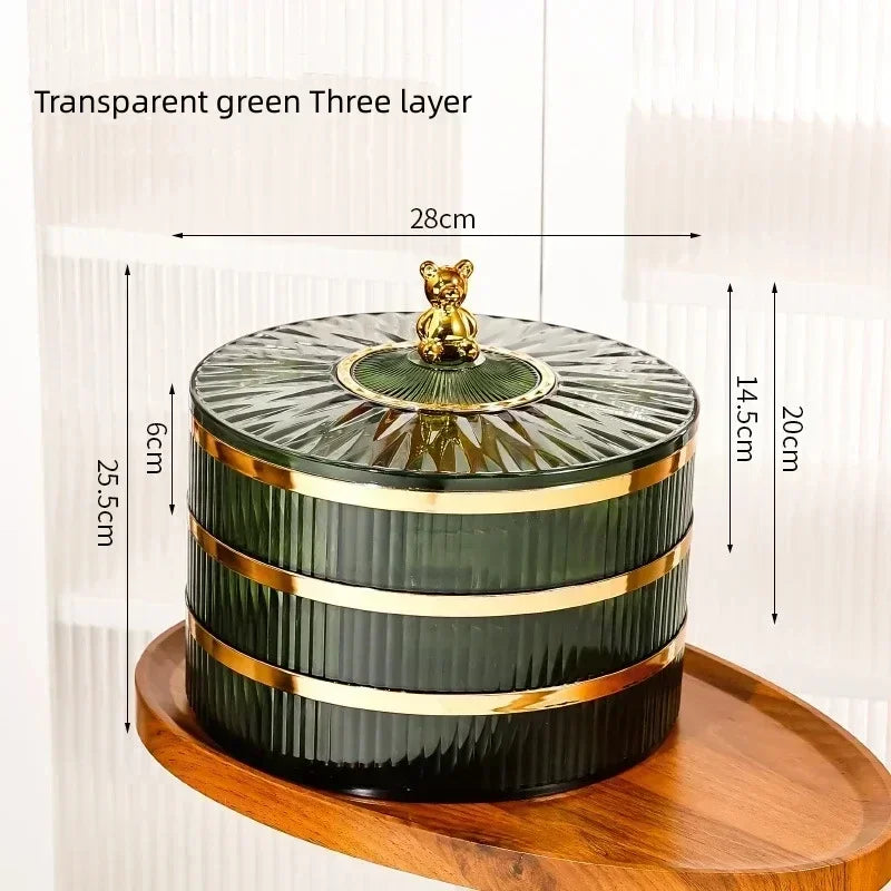 Boîte à snacks transparente multicouche, anti-poussière, acrylique, fruits secs, boîte de rangement pour bonbons et noix, salon moderne, conteneur solaire
