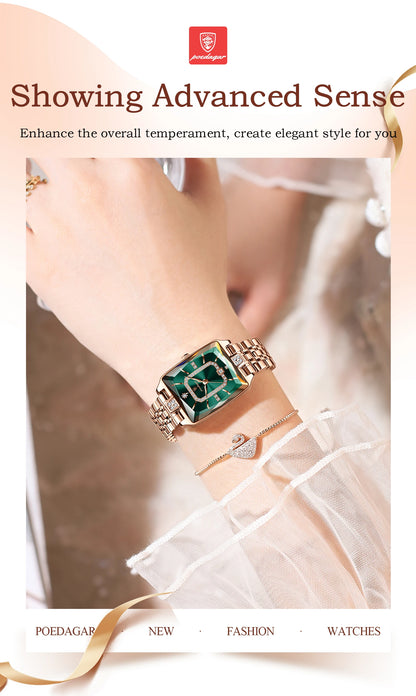 POEDAGAR montre de luxe pour femme calendrier étanche haute qualité dames montre en acier inoxydable Quartz femmes montres élégant + boîte