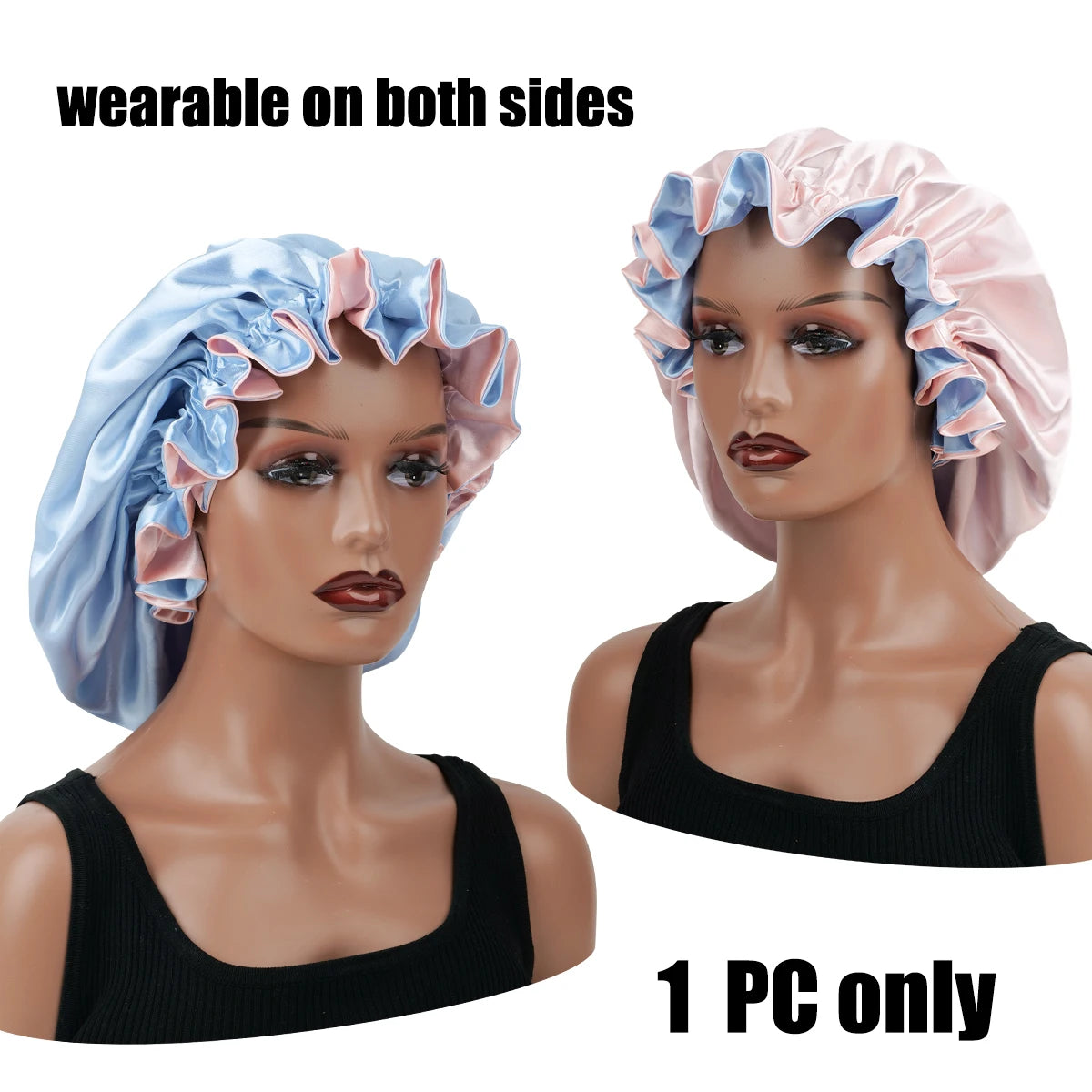 Bonnet de cheveux minimaliste Double couche en Satin, 1 pièce, bonnets de sommeil pouvant être portées des deux côtés, casquette polyvalente pour hommes/femmes