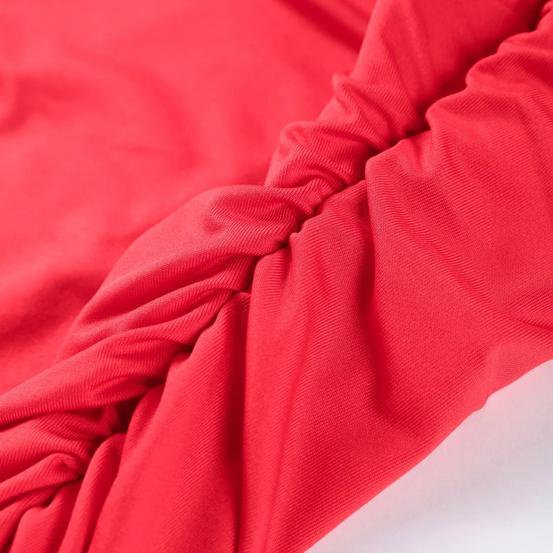 Robe longue de soirée plissée rouge Chic, élégante, manches volantes, maille, Patchwork, Maxi, vacances d'été, plage