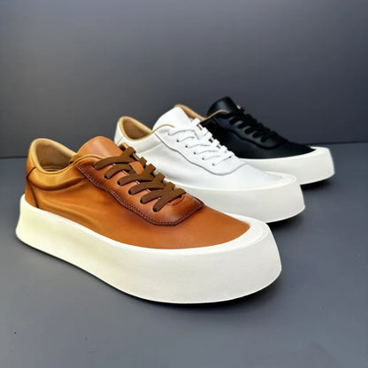 DOYUTIG-Chaussures de planche en cuir véritable pour hommes, baskets à semelle optique coordonnante, chaussures décontractées, rétro vintage, printemps et automne, SGHousex, nouveau