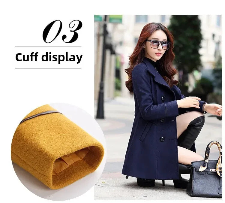 Veste en laine de style coréen pour femme, pardessus en nylon mi-long, double bouton de nucléo, 30 ans, 40 ans, 50 ans, automne, hiver, nouveau, 2023
