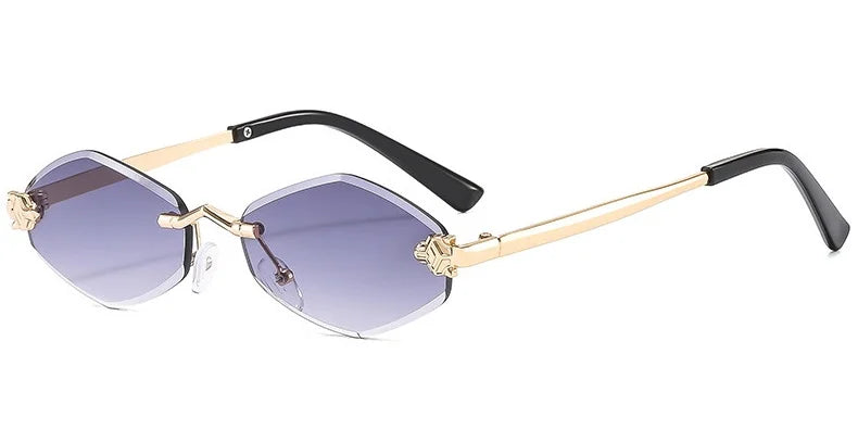 Lunettes de soleil personnalisées en losange sans cadre pour femmes, lunettes de soleil classiques élégantes et polyvalentes, lunettes de soleil de luxe et haut de gamme, UV400