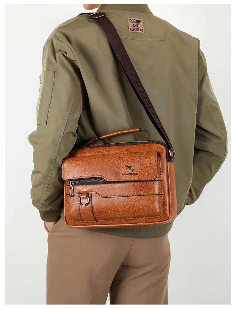 Sacs de messager de marque kangourou de luxe hommes en cuir sac à bandoulière décontracté pour hommes marron noir sac à bandoulière d'affaires sac à main masculin