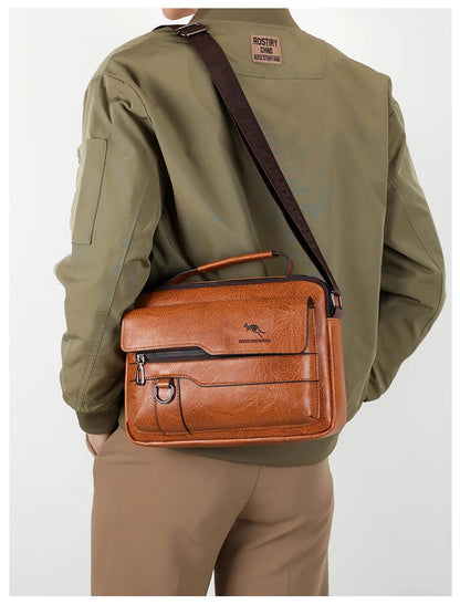 Sacs de messager de marque kangourou de luxe hommes en cuir sac à bandoulière décontracté pour hommes marron noir sac à bandoulière d'affaires sac à main masculin