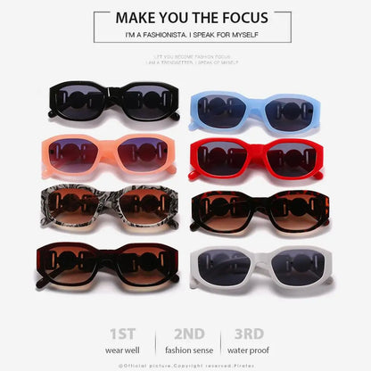 Lunettes de soleil Y2K irrégulières pour femmes et hommes, monture optique, nuances vintage, protection UV, design rose en métal, été