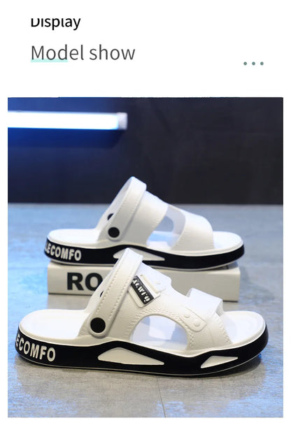 Sandales d'été Eva pour hommes, pantoufles à la mode, légères, douces, plates, antidérapantes, pour l'extérieur, la plage, à bout ouvert