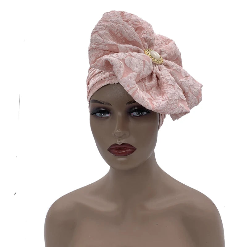Chapeau Turban à grande fleur pour femmes, casquette Hijab musulmane, diamants, enveloppe de tête, Bandana, casquette de chimio, chapeau africain, 2023