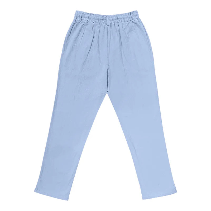 Pantalon de plage confortable en coton et lin pour hommes, sangle droite, haute qualité, décontracté, printemps et automne, nouvelle mode, 2025