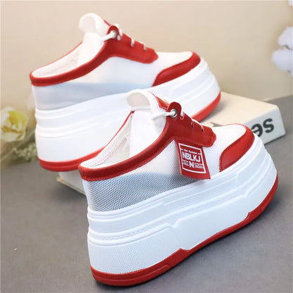 Pantoufles d'Été à Semelles Compensées pour Femmes, Chaussures Paresseuses en Maille Respirante pour Petits Pieds, Sandales à Plateforme Antidérapantes