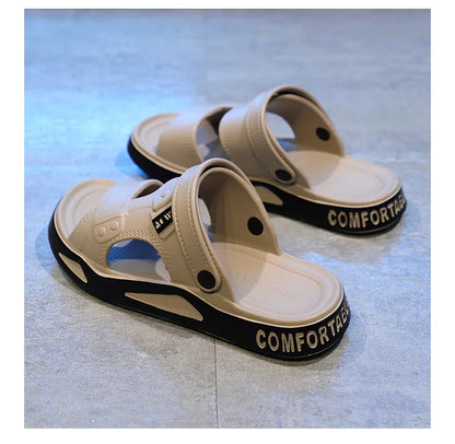 Sandales d'été Eva pour hommes, pantoufles à la mode, légères, douces, plates, antidérapantes, pour l'extérieur, la plage, à bout ouvert