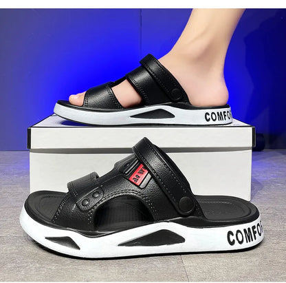 Sandales d'été Eva pour hommes, pantoufles à la mode, légères, douces, plates, antidérapantes, pour l'extérieur, la plage, à bout ouvert