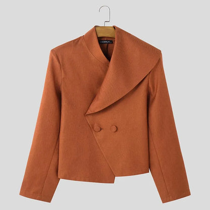 Y-INCERUN-Blazer à Manches sulfDécontracté pour Homme, Col Trempé, Couleur Unie, Assressenti, Nouveau, 2025