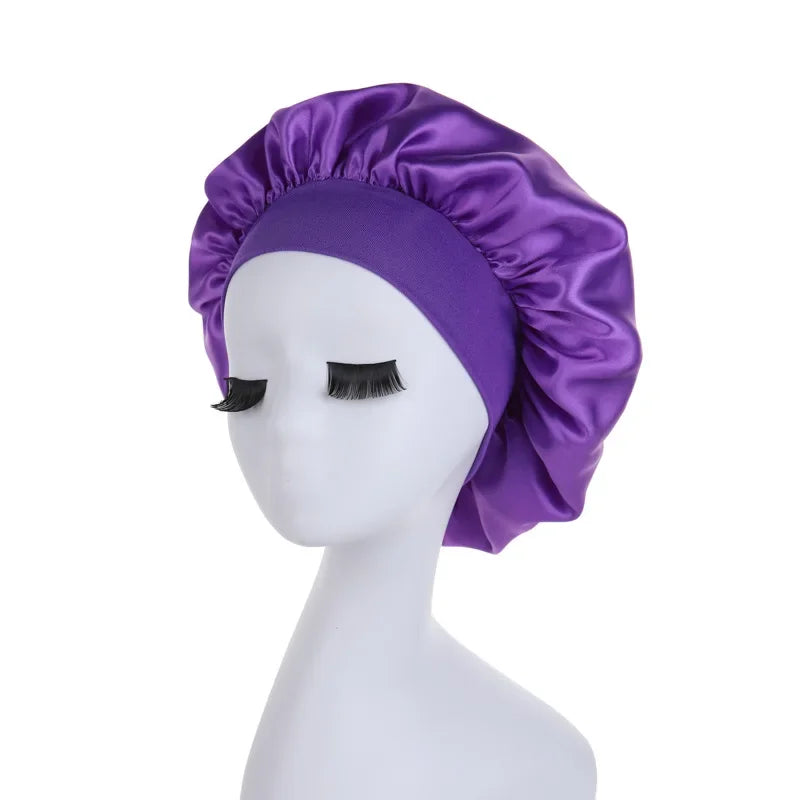 Femmes Satin solide à large bord chapeau de couchage nuit Bonnet de nuit soins des cheveux Bonnet Bonnet de nuit pour femmes hommes unisexe casquette bonnet de nuit