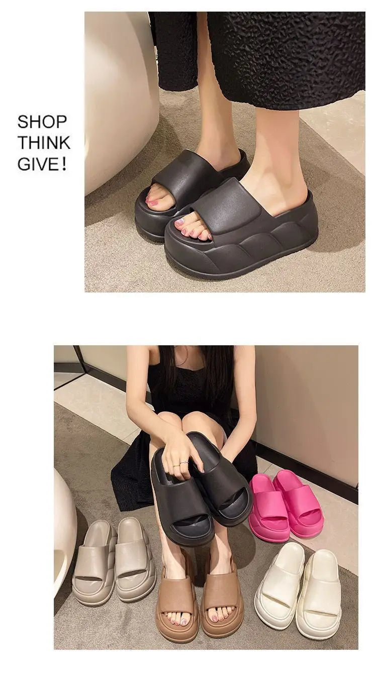 Sandales d'été à talons hauts de 7 cm pour femmes, mules à talons épais, tongs EVA, chaussures de maison, pantoufles à plateforme d'extérieur, nouvelle collection