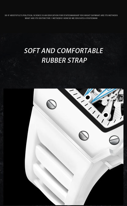 ONOLA-Montre Tonneau Blanche pour Homme, Horloge Masculine, Calendrier Showous, Degré d'Eau, Bande en Silicone