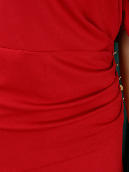 FairyShely-Robe longue à manches courtes pour femmes, grande taille, col rond, grandes robes pour dames, robe de soirée serrée, robe curvy, monochromatique, été, 2025