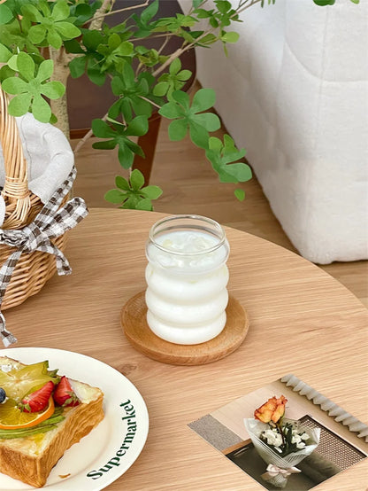 Tasse en verre Transparent Ins de 350ML, verres à boire en forme de chenille résistants à la chaleur, tasse à café, bière, jus de lait, tasse d'eau mignonne