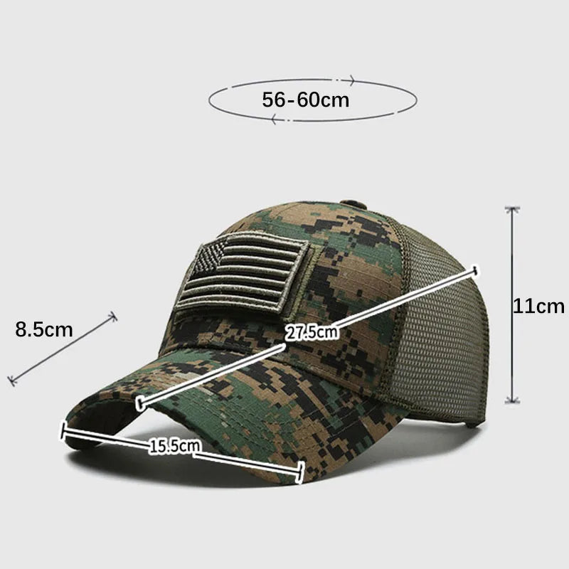 Casquette de Baseball Camouflage drapeau américain pour hommes, tactique respirante en plein air, chapeau à visière d'alpinisme réglable et élégant