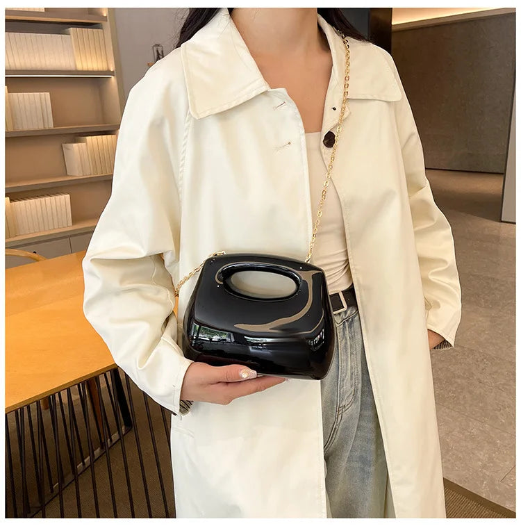 Sac à main hobo en acrylique doré pour femme, sac à main de plage transparent, sac à main de soirée, poignée supérieure ronde, fête de mariage, designer de luxe