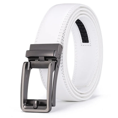 Blanc boucle automatique hommes ceinture en cuir hommes mode pantalons décontractés ceinture de Golf en cuir véritable homme pantalon décontracté ceintures mâle
