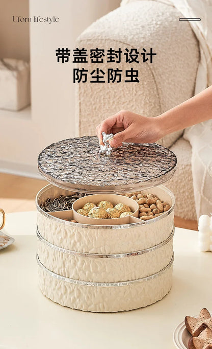 Boîte à snacks transparente multicouche, anti-poussière, acrylique, fruits secs, boîte de rangement pour bonbons et noix, salon moderne, conteneur solaire