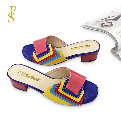 FABIO PENN2025 pantoufles pour femmes à la mode, élégantes, multicolores et confortables, sandales à talons mi-hauts exquises pour les fêtes en plein air