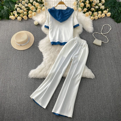 Veste à capuche costume de sport à la mode femmes été 2025 nouveau ensemble deux pièces populaire pantalon réducteur d'âge