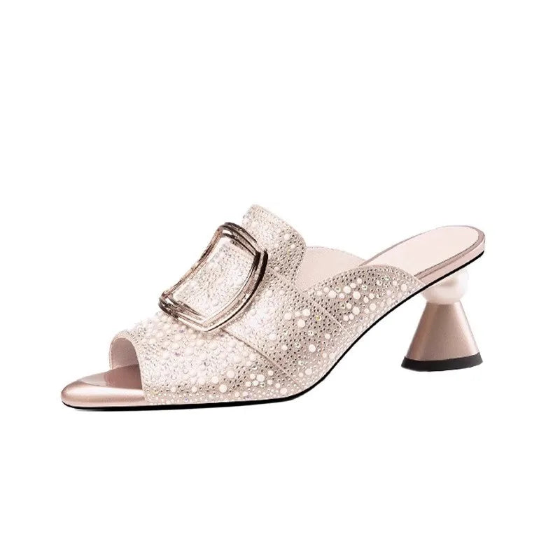 Mode tempérament femmes chaussures été nouveau poisson bouche talons confortable polyvalent femmes sandales Simple anti-dérapant chaussons pour femmes