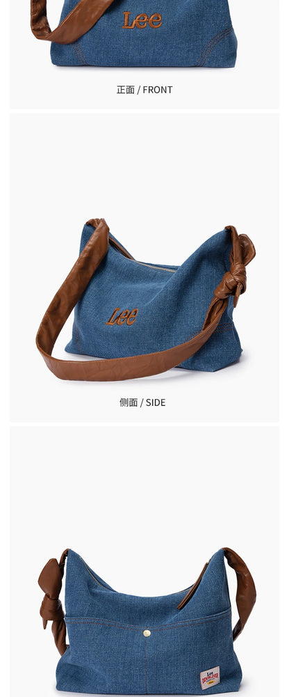 LEE femmes minimalisme Hobo Denim bleu une épaule oreiller sac dames jean doux large en cuir bretelles sacs à bandoulière
