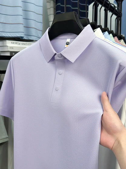 2025 Chemise polo gaufrée sportive pour hommes |   Tailles supérieures de Tennis de Golf évacuant l'humidité S-5XL, boutons-pression, antibactérien 7A de haute qualité