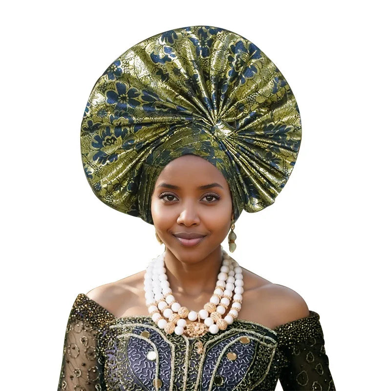 Turban africain nigérian, Bonnet Hijab Auto Gele, couvre-chef déjà fabriqué Sego Gele, bandeau pour fête de mariage