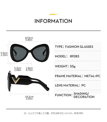 2025 nouvelle mode grand cadre oeil de chat papillon femmes lunettes de soleil de luxe concepteur hommes lunettes de soleil en plein air voyage lunettes femme UV400