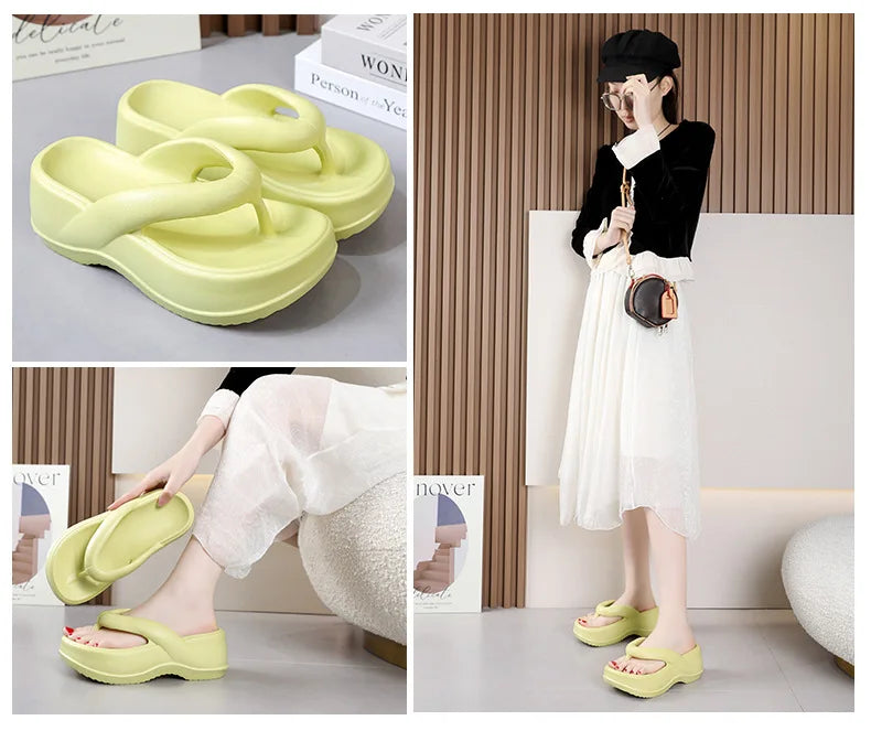 Eyriphy – tongs à plateforme pour femmes, sandales d'été à fond épais, pantoufles de plage en plein air, salle de bain, chaussures de maison, confortables, semelle souple