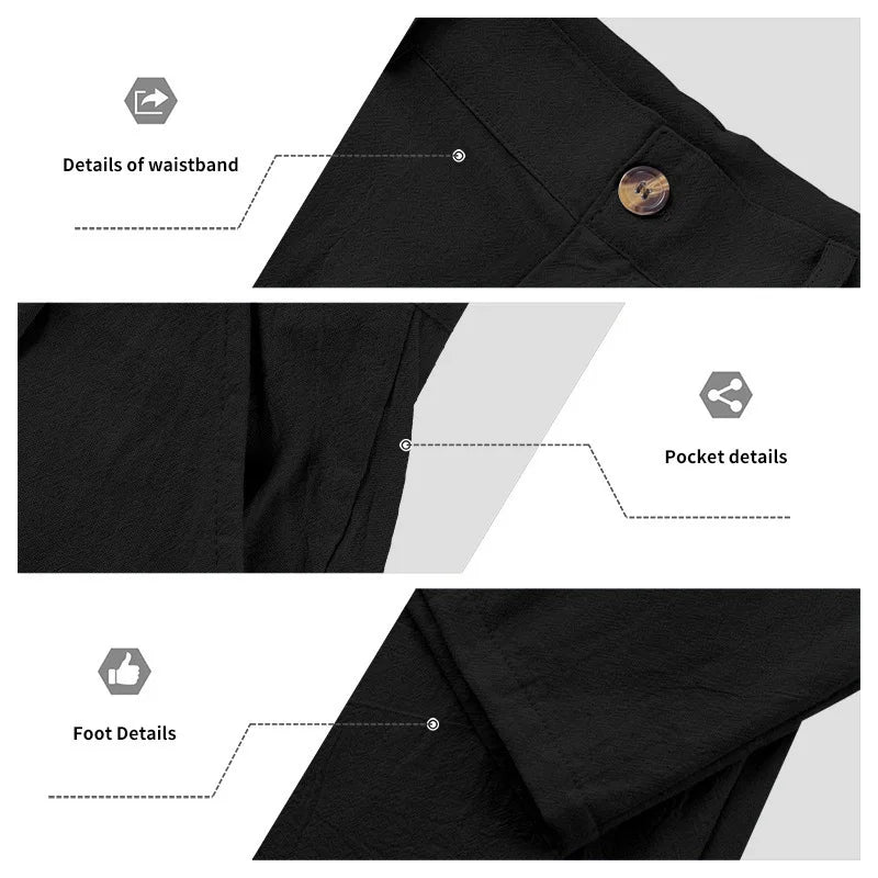 BERAKAH SUPRÊME – pantalon de costume décontracté en lin pour hommes, couleur unie, nouvelle mode, pantalon de plage à jambes larges, européen et américain