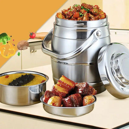 Boîte à lunch thermique étanche de grande capacité, thermos alimentaire en acier inoxydable, poignée pliable, pot isolé durable, travailleurs