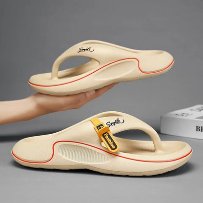 Tongs à plateforme pour hommes, pantoufles d'été à semelle épaisse et souple EVA, sandales de plage en plein air, coussin nuage antidérapant, chaussures de salle de bain