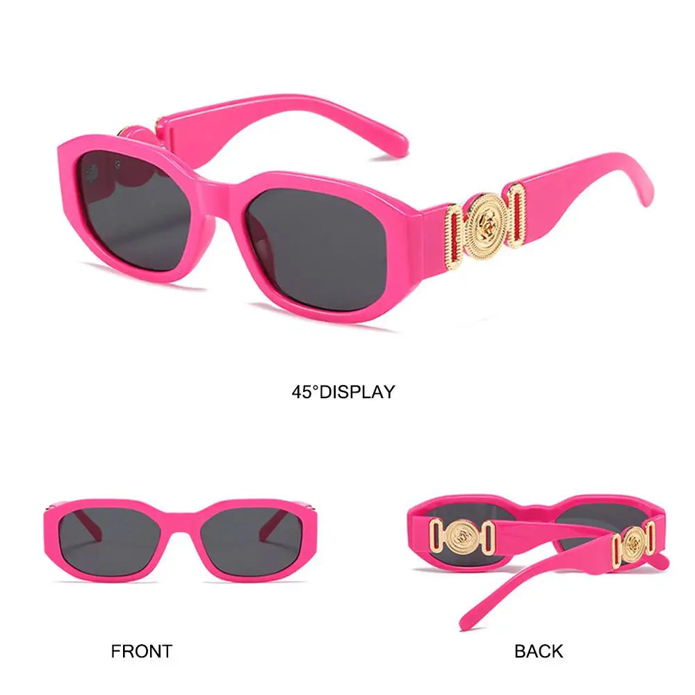 Lunettes de soleil Y2K irrégulières pour femmes et hommes, monture optique, nuances vintage, protection UV, design rose en métal, été
