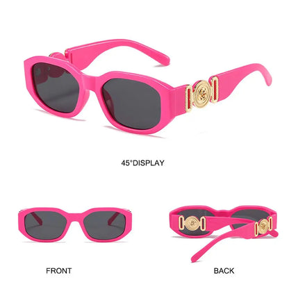 Lunettes de soleil Y2K irrégulières pour femmes et hommes, monture optique, nuances vintage, protection UV, design rose en métal, été